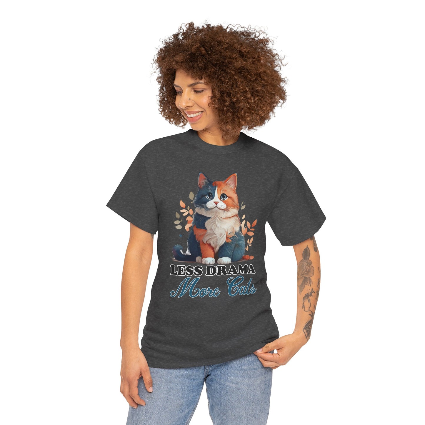 Less Drama, More Cats – Purrfect Peace in Style 🐾✨ - Unisex Cat Lover Tee - Less Drama More Cats, Cute Animal Shirt, Gifts for Cat Owners, Animal Lover Apparel, Funny Pet Tee