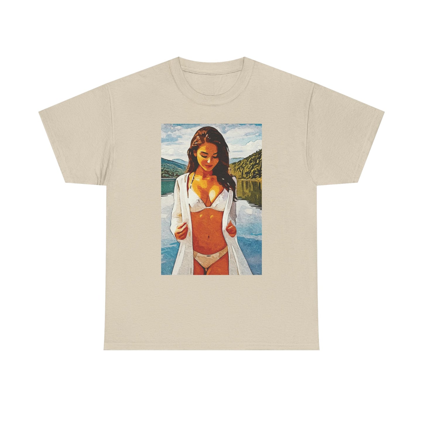 Beauty at the Lake — Sunlit Serenity for Casual Wear, Posters & Canvas - Summer Vibes Unisex Heavy Cotton Tee - Fun T-Shirt for Beach Lovers, Cute Casual Wear, Vacation Outfits, Graphic Tee for Parties, [...]