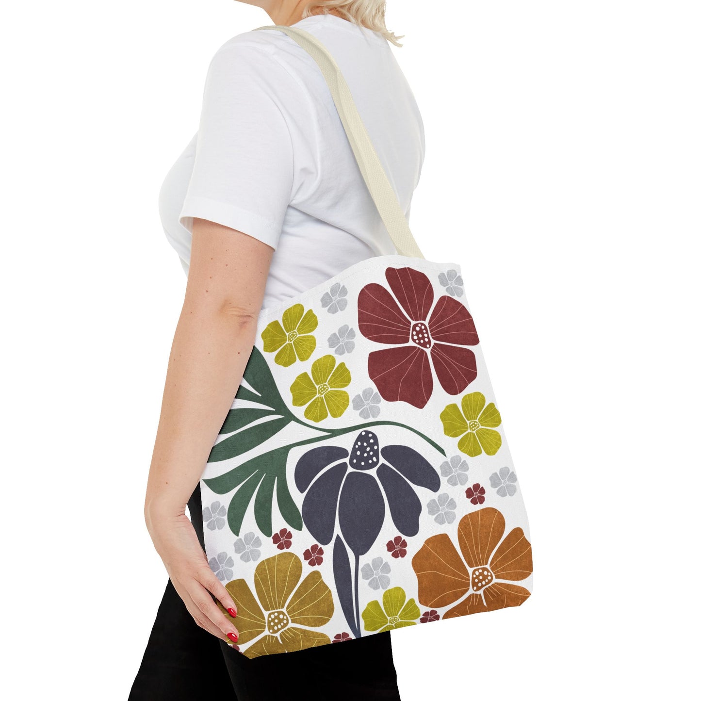 Boho Flowers Tote Bag - Retro Vintage Style