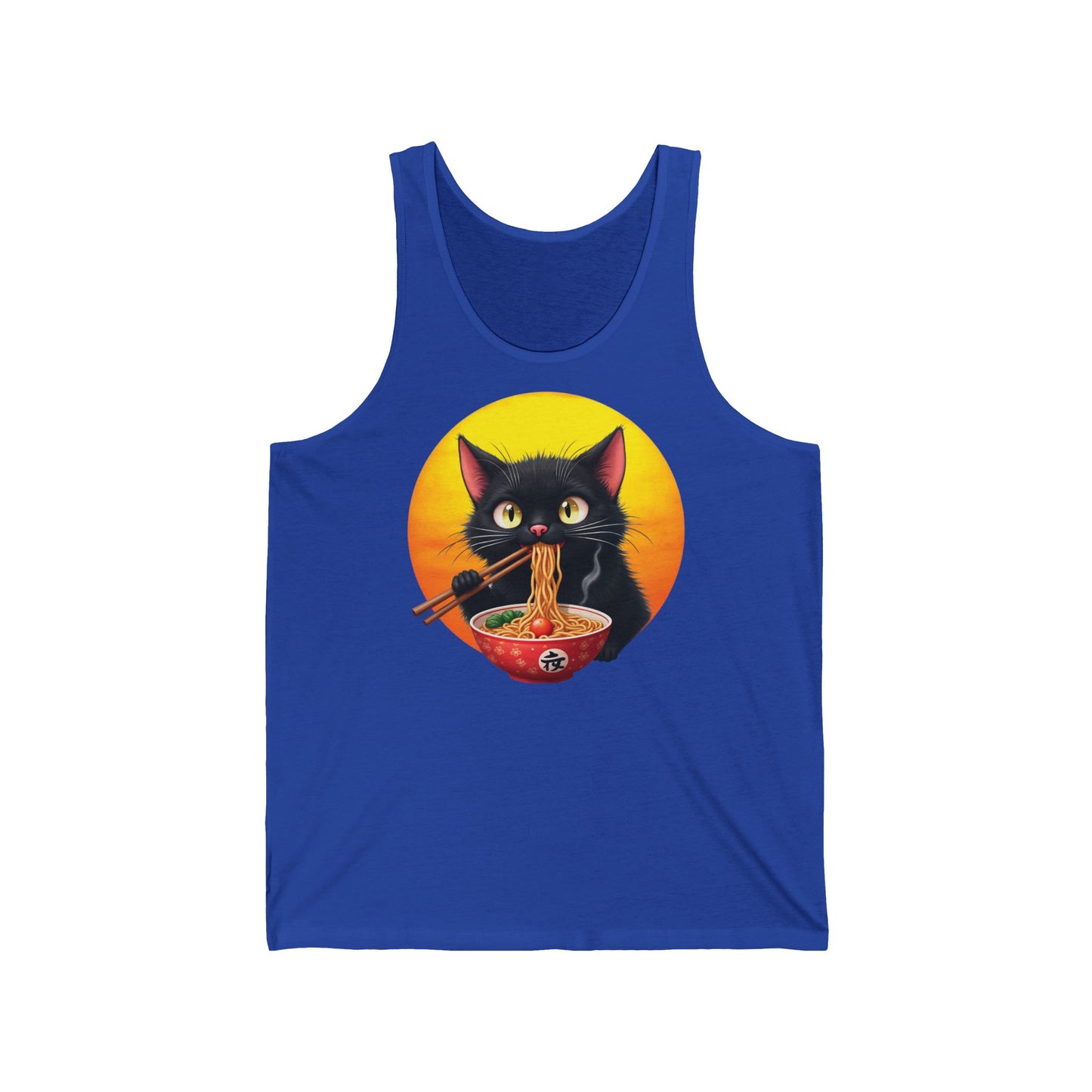Ramen Cat Magic – Whiskers, Noodles & Sunshine Vibes - Whimsical Cat Ramen Unisex Jersey Tank Top