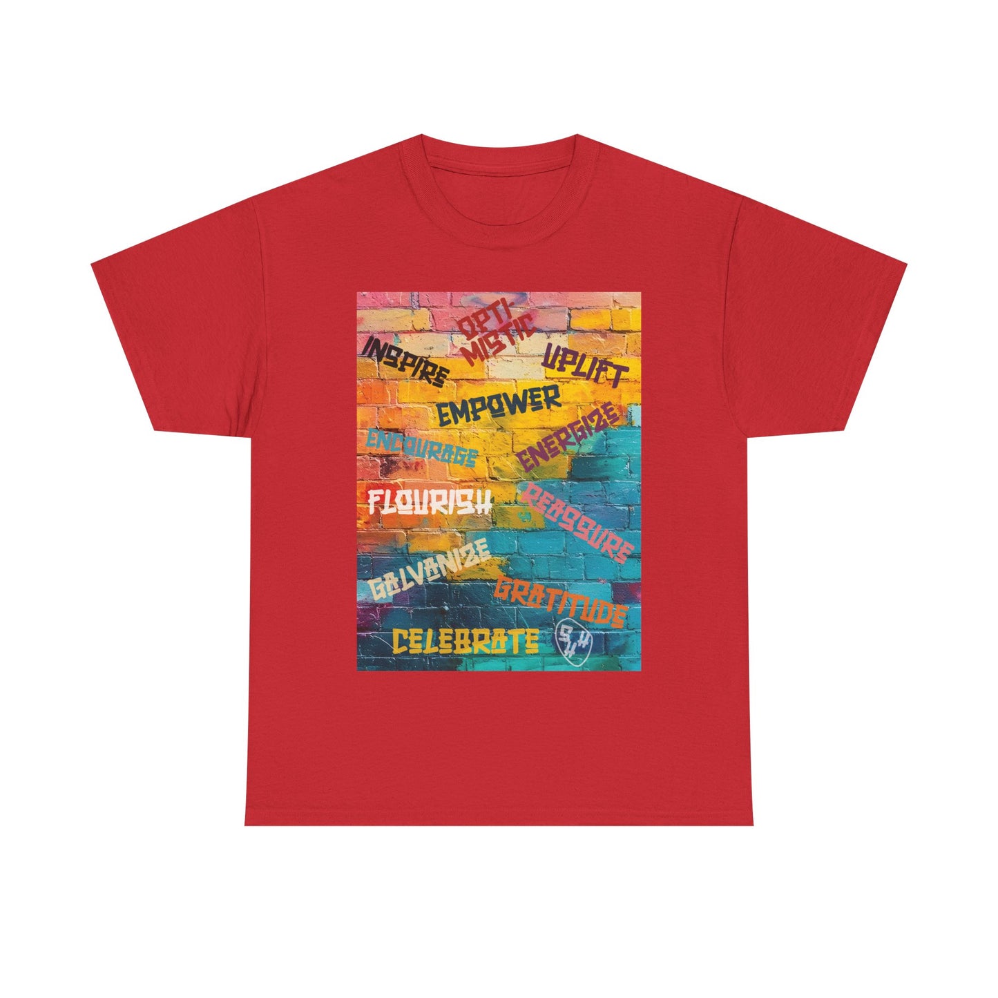 Fuel your fire—Inspire. Empower. Celebrate. 🎨💪 #MotivationalArt #InspireDaily #Empowerment #PositiveVibes #GoalGetter #WallOfWords Unisex Heavy Cotton Tee - Inspire, Uplift, Celebrate, Flourish, Perfect Gift for Motivational Occasions