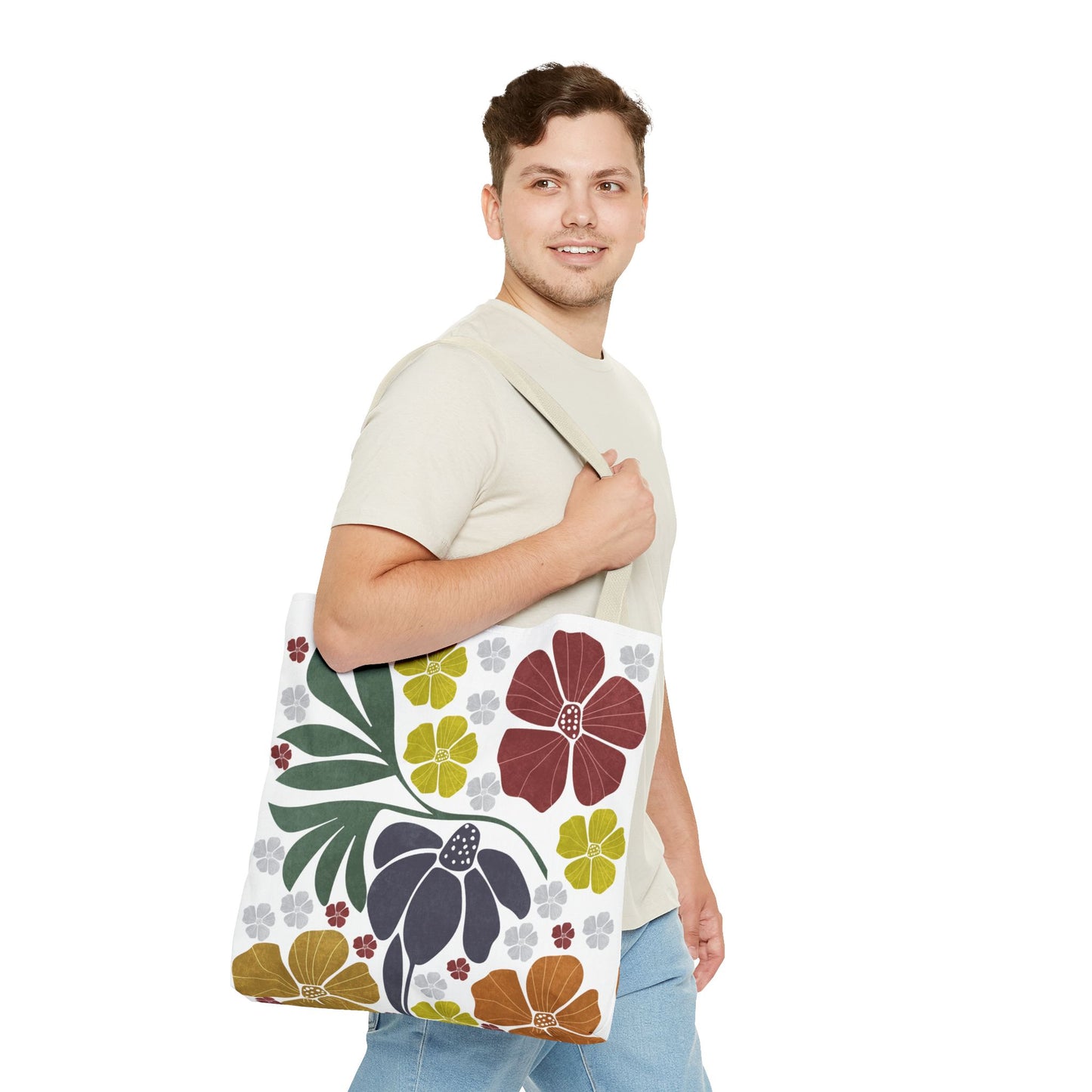 Boho Flowers Tote Bag - Retro Vintage Style