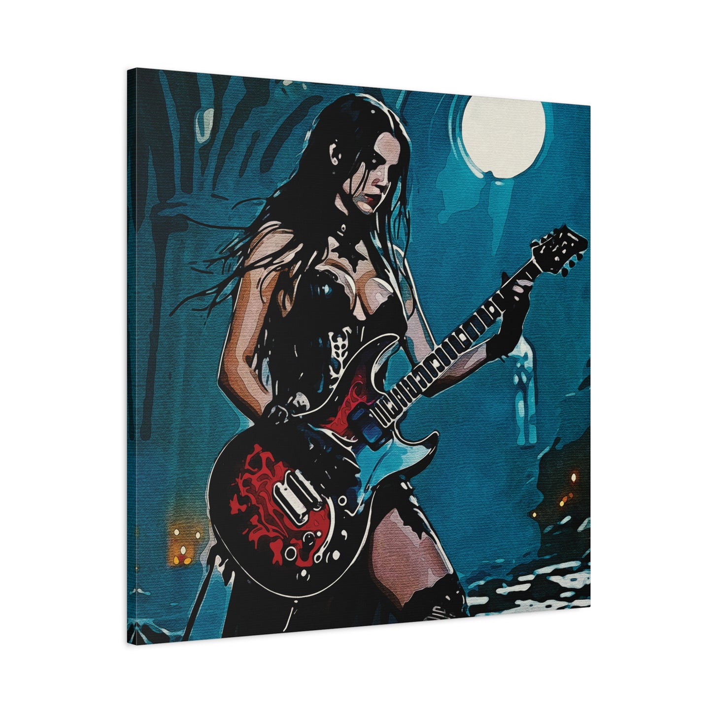 Midnight Riff: Power, Passion, and Gothic Pulse - Gothic Rocker Canvas Art, Edgy Wall Decor, Music Lover Gift, Unique Home Accent, Studio Wall Art
