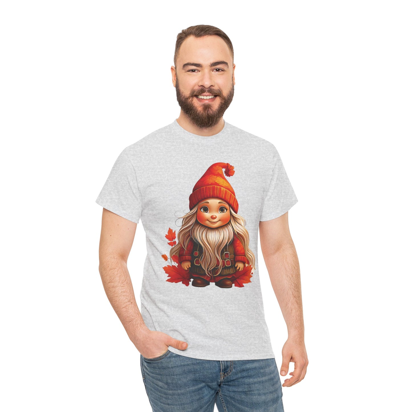 Autumn Gnome Magic – Cozy Whimsy in Every Leaf - Autumn-Themed Gnome Tee, Cozy Fall Shirt, Seasonal Apparel for Halloween, Thanksgiving, and Everyday Wear