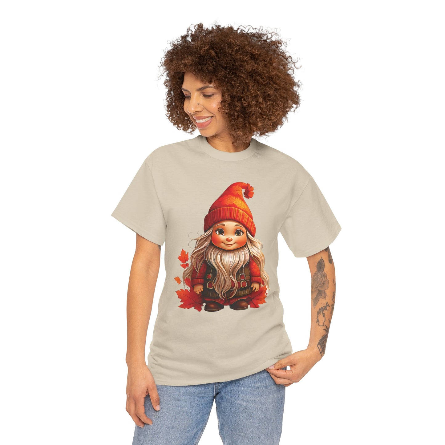 Autumn Gnome Magic – Cozy Whimsy in Every Leaf - Autumn-Themed Gnome Tee, Cozy Fall Shirt, Seasonal Apparel for Halloween, Thanksgiving, and Everyday Wear