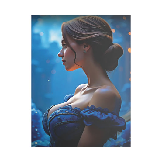 "Grace in Twilight: A Timeless Portrait of Strength, Elegance, and Inner Radiance" - Elegant Satin Canvas Wall Art, Home Decor, Art Print, Gift for Her, Wall Decoration, Whimsical Art