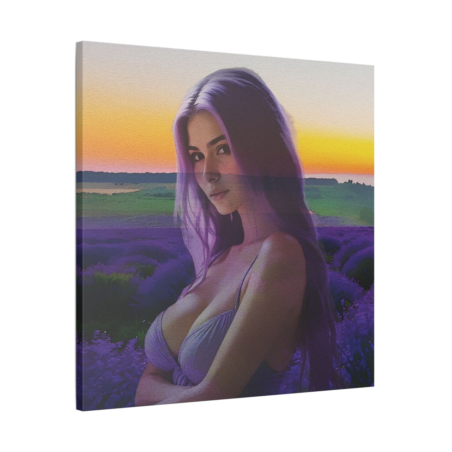 "Beautiful Lavender" – Dreamy Sunset Muse in Lavender Field Canvas Art
