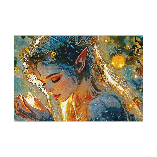 "Whispers of Light: An Enchanted Elven Dreamscape of Magic, Hope, and Inner Illumination" - Enchanting Matte Posters of Whimsical Art, Perfect for Home Decor, Gift for Art Lovers, Fairy Tale Accents, Unique Wall Art