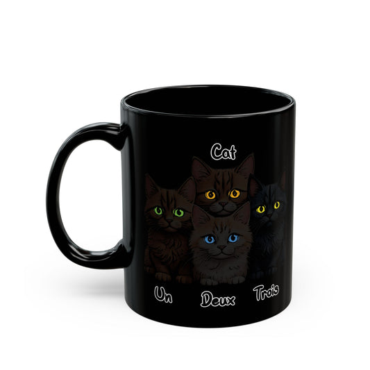 Un, Deux, Trois, Cat (Black Edition): Purrfect Counting Cuteness - Cute Black Cat Mug, Perfect Gift for Cat Lovers, Unique Coffee Cup, Pet Themed Drinkware, Gift for Cat Moms and Dads, Cat Adoption Awareness