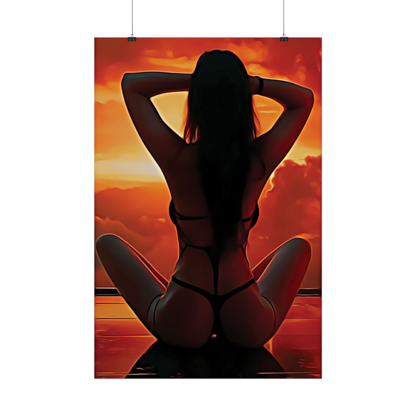 Golden Hour Serenity – Empowering Sunset Silhouette Inspiring Calm, Strength and Inner Freedom - Sensual Art Prints, Wall Decor, Bedroom Aesthetic, Gift for Her, Unique Home Decoration