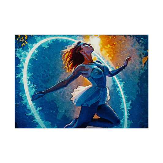 Luminescent Leap: Dance of Joyful Freedom—Unleash Radiance, Strength, and Boundless Inspiration - Dreamy Wall Art Print, Vintage Aesthetic Artwork, Poster for Home Decor, Dance Theme Art, Whimsical Gift Idea, Dancer Illustration