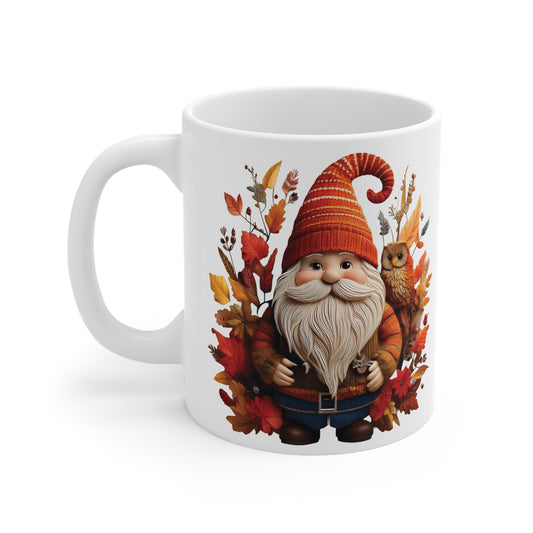 Gnome & Owl Autumn Harmony – Cozy Magic for the Season 🍂🧡 -  Coffee Cup, Cozy Ceramic Mug for Fall, Owl and Gnome Design, Perfect for Halloween, Thanksgiving, Gift Idea