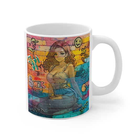 Colorful Graffiti Ceramic Mug, Urban Art Coffee Cup, Vibrant Drinkware, Unique Gift for Artists, Fun Home Decor