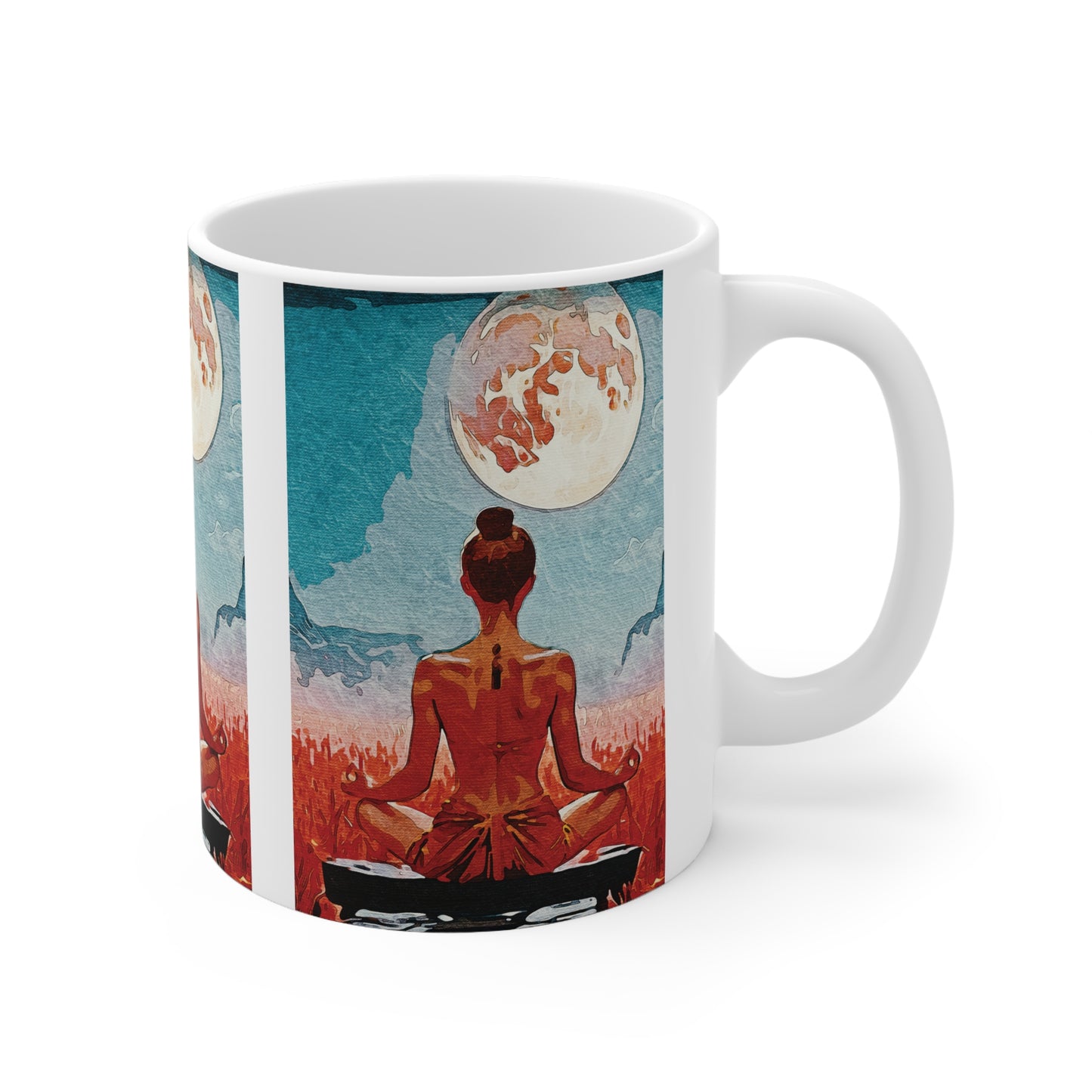 ✨Serenity Under the Full Moon - Serene Buddha Coffee Cup, Meditation Mug, Mindfulness Gift, Relaxing Tea Cup, Yoga Lover's Mug, Moonlit Serenity