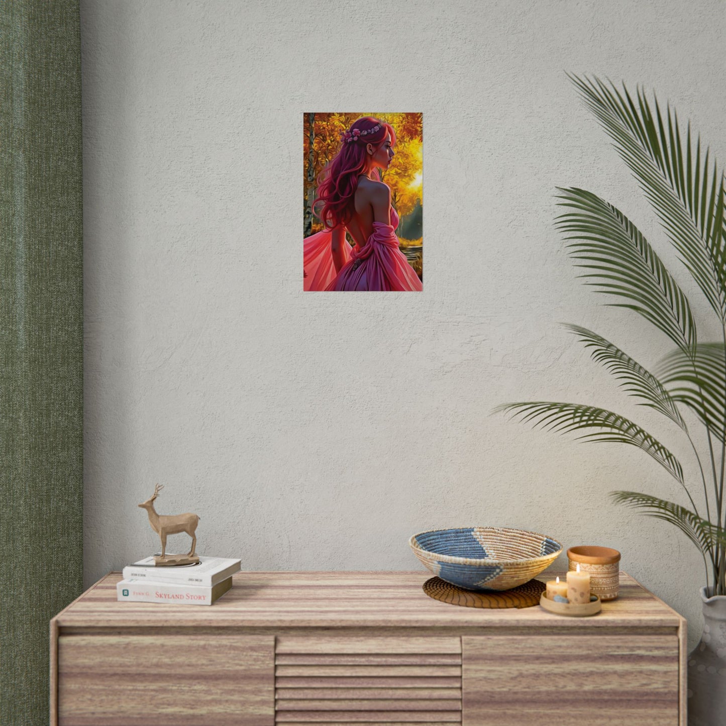 Beauty in Pink – Elegance Blossoms in Autumn Light - Enchanting Art Print, Elegant Decor, Fall Aesthetic, Feminine Wall Art, Unique Gift for Her, Boho Style Poster