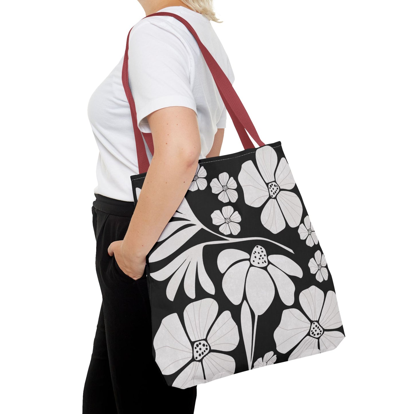 Boho Flowers Tote Bag - Retro Vintage Style