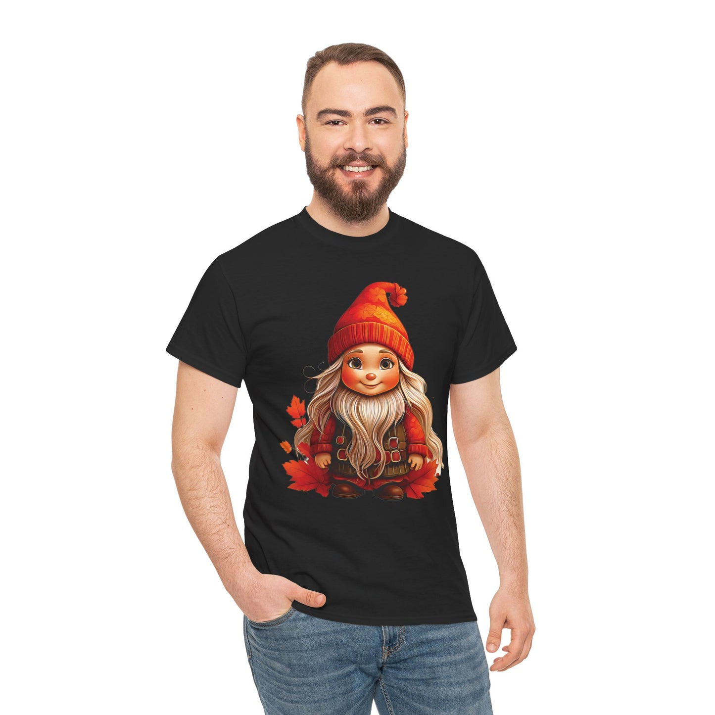 Autumn Gnome Magic – Cozy Whimsy in Every Leaf - Autumn-Themed Gnome Tee, Cozy Fall Shirt, Seasonal Apparel for Halloween, Thanksgiving, and Everyday Wear