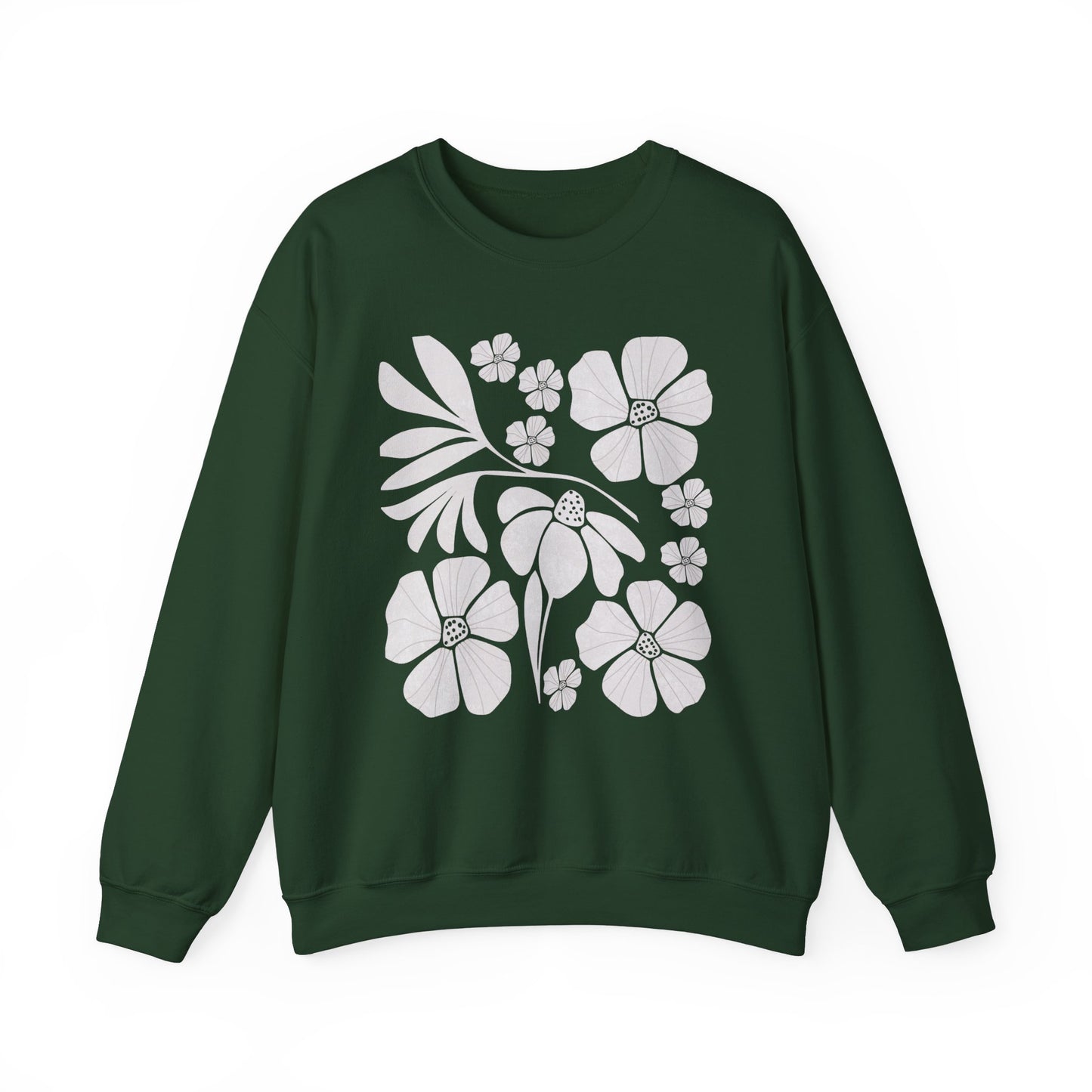 Floral Boho style Minimalist Unisex Crewneck Sweatshirt - Cozy Comfort for All Occasions