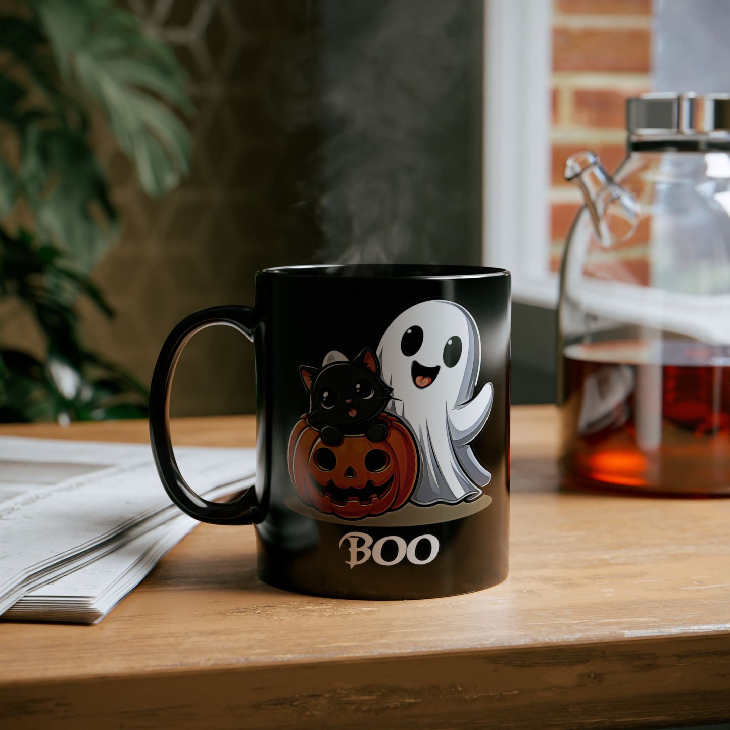 Spooky Smiles & Cozy Vibes – Halloween Boo Pumpkin Ghost Cat Edition - Halloween Themed Black Mug with Cute Ghost and Cat Design, Perfect for Spooky Season, Fall Parties, Trick or Treat Mugs, Halloween [...]