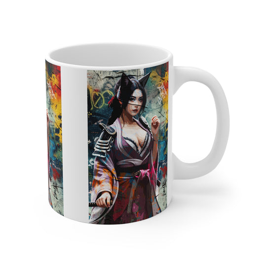 Mug - Warrior Cat Women Graffiti Popart Anime Design