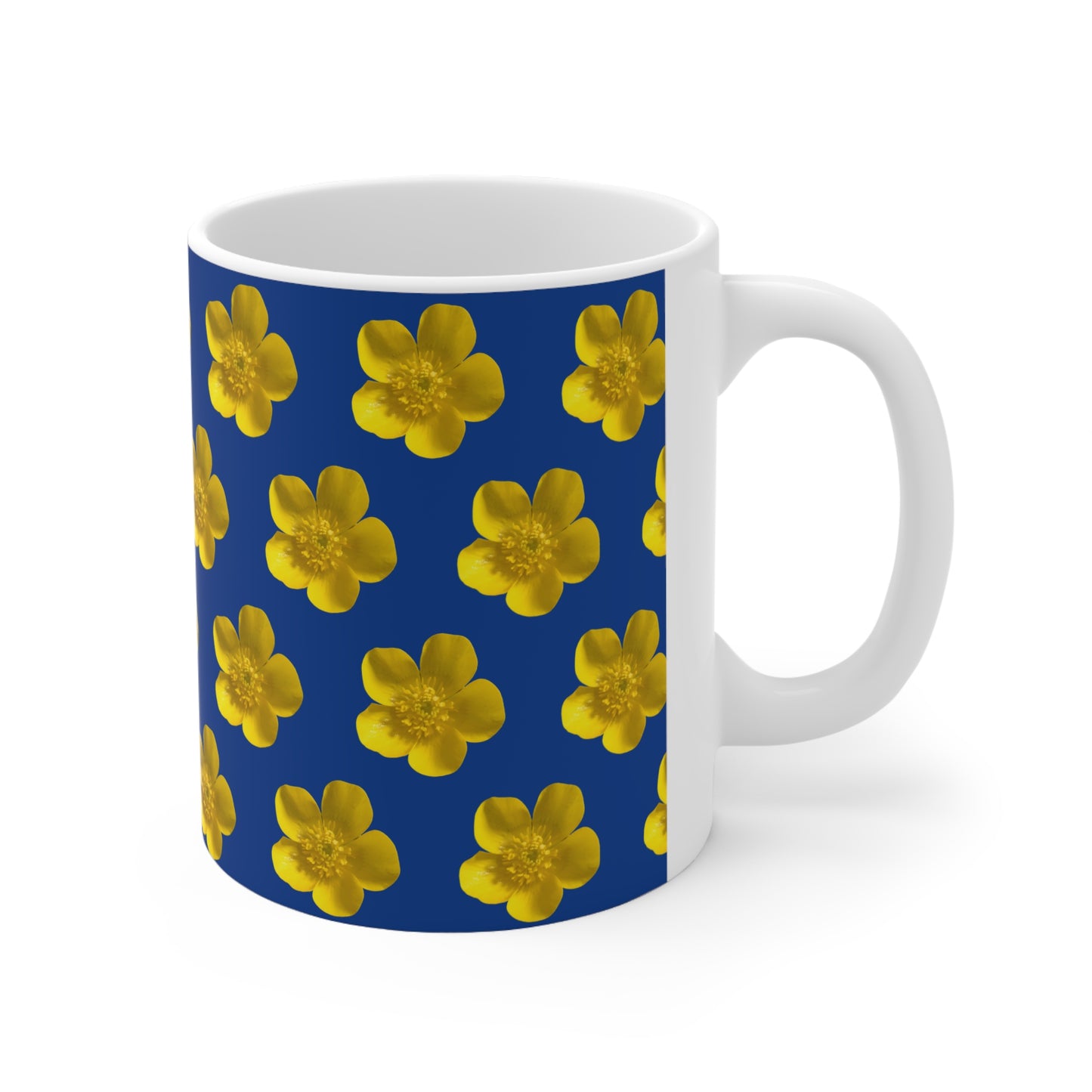 Coffee Cups - Yellow Flower Pattern Design