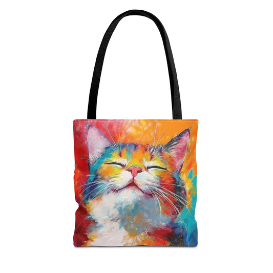 Colorful Cat Tote Bag: Pawsitive Vibes