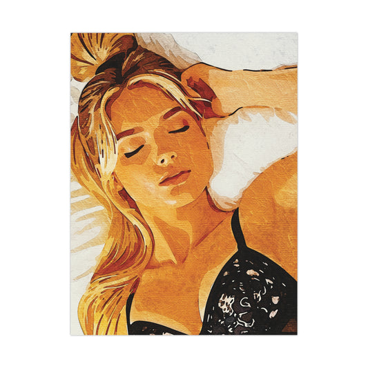 Golden Hour Dreams - Vintage Boho Woman Portrait Canvas Art Print - Warm Aesthetic Wall Decor for Modern Home Interior - Dreamy Matte Art Print, Bedroom Decor, Wall Art, Relaxing Atmosphere, Modern Home, Gift Idea, Art Lovers