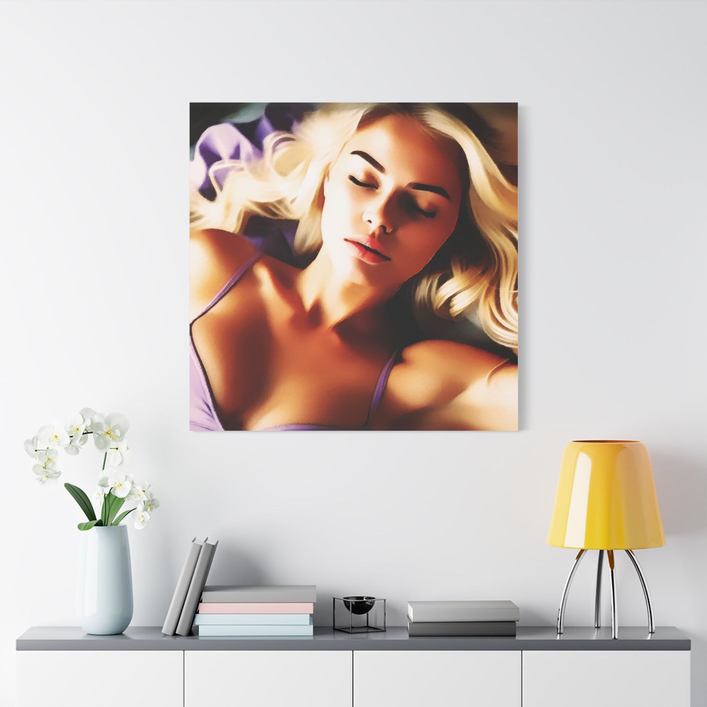 Radiant Grace – Strength in Stillness 💫🌿 - Satin Canvas Art Print, Dreamy Wall Decor, Bedroom Aesthetic, Serenity Artwork, Women's Lounge Gift, Relaxing Home Decor