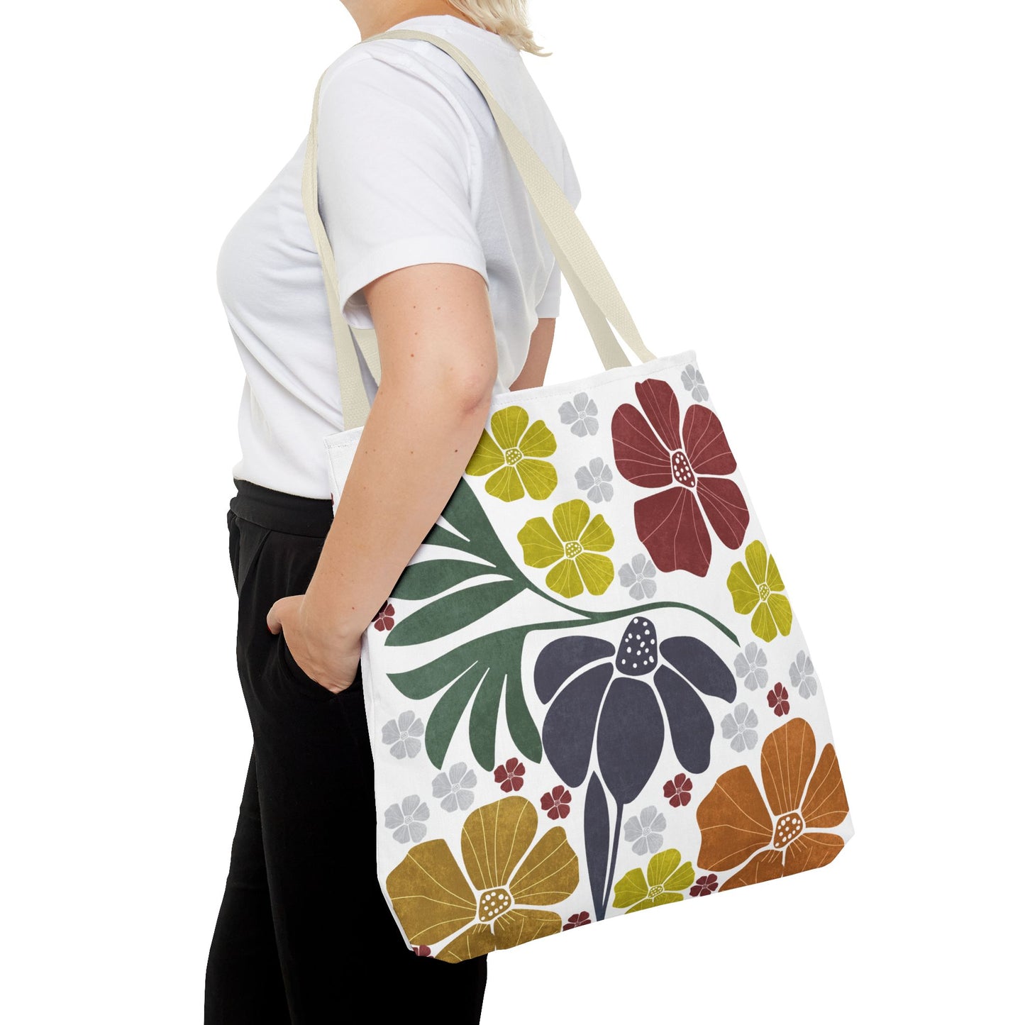 Boho Flowers Tote Bag - Retro Vintage Style