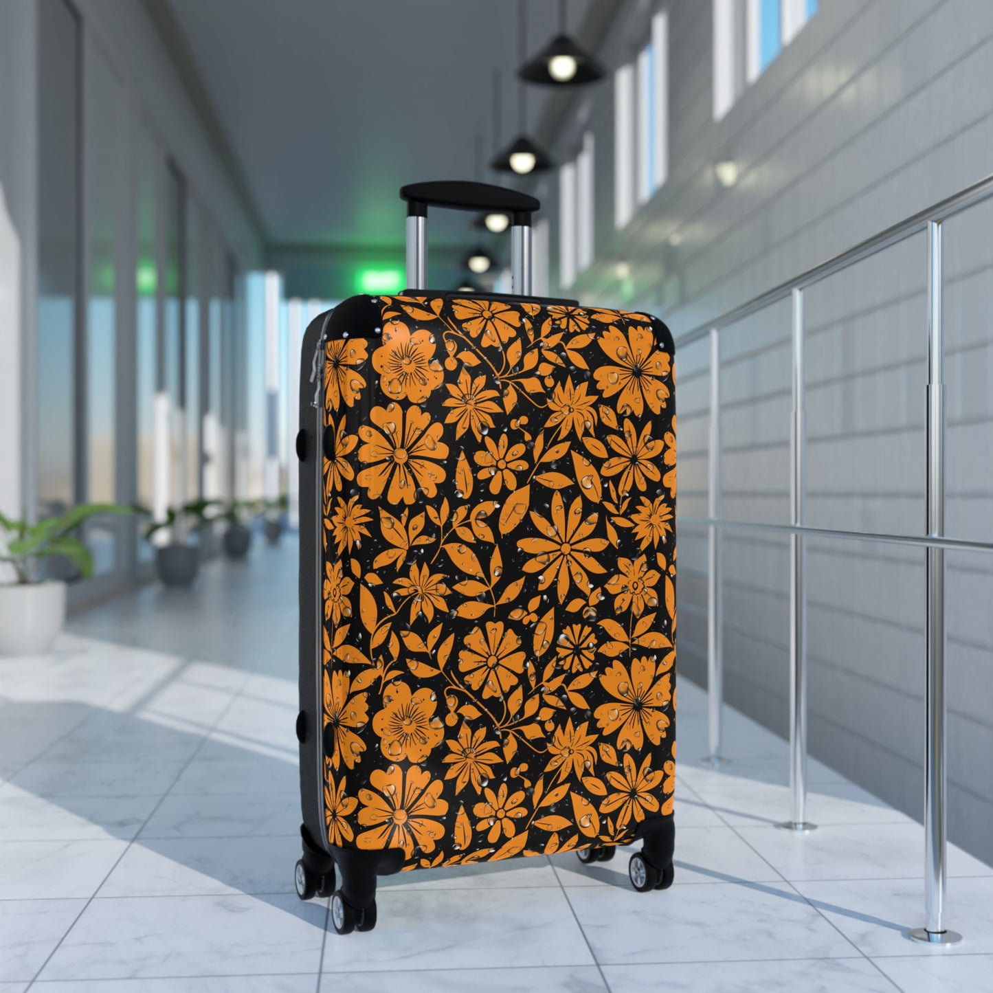 Orange Flower Design Suitcase