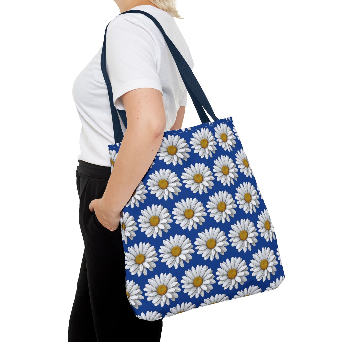 Daisy Tote Bag - White Floral Pattern Summer Fashion Accessory