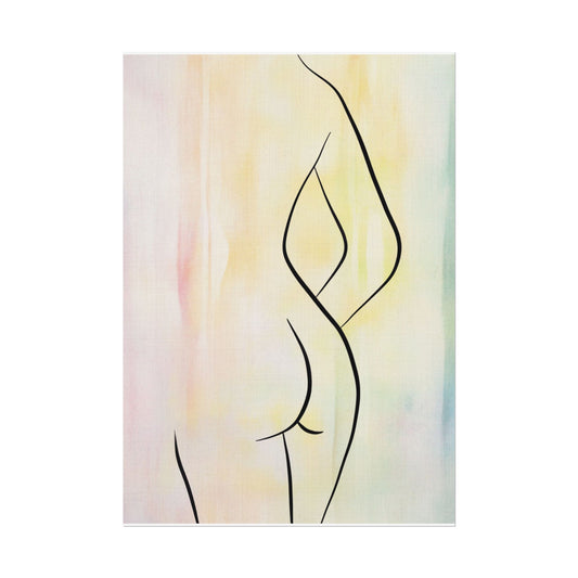 Elegant Abstract Art Rolled Poster - Minimalist Body Line Design for Home Decor