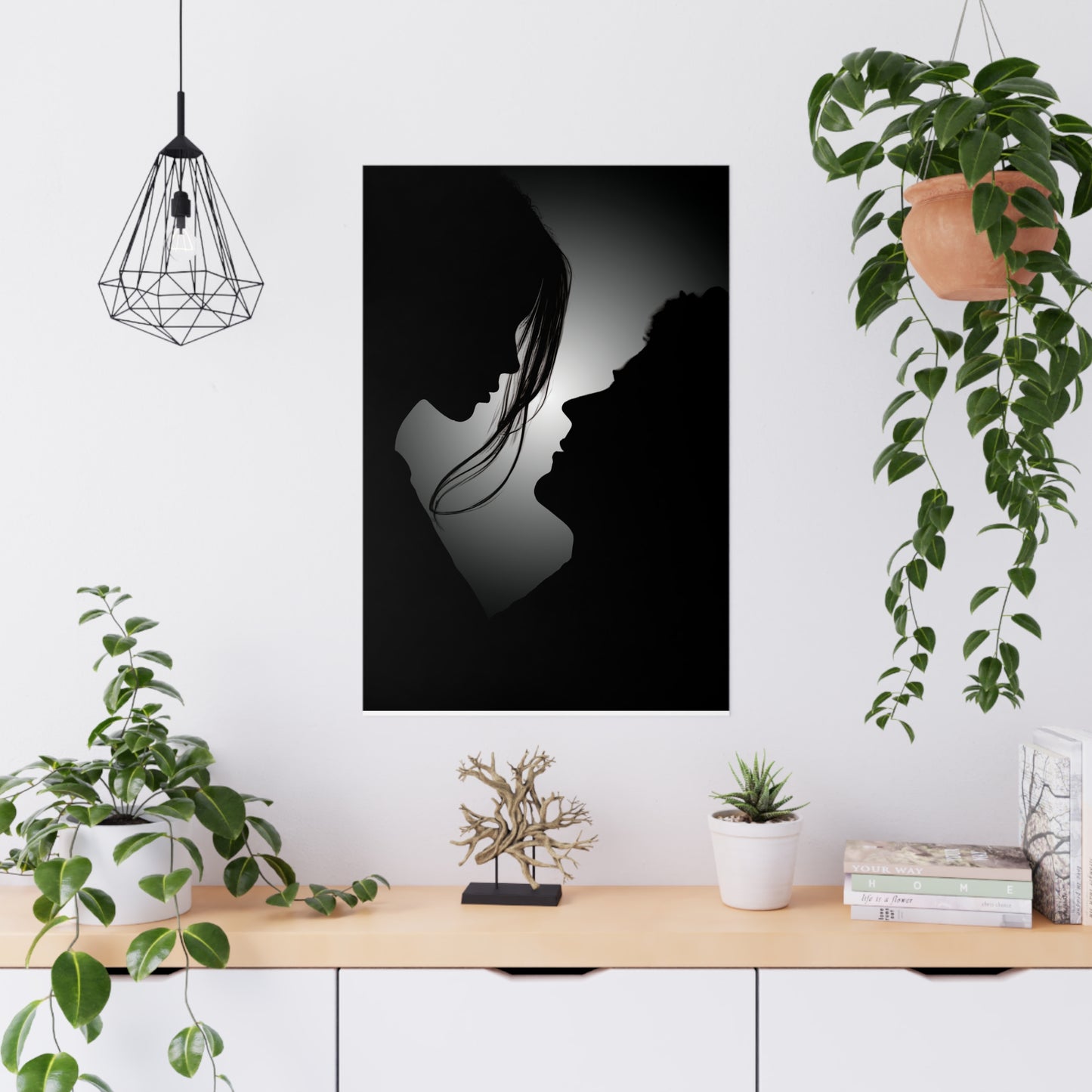 Romantic Silhouette –"Possibilities" Couple Art for Poster Decore Matte Poster, Wall Art for Home Decor, Bedroom Accent, Gift for Couples, Black and White Art Print