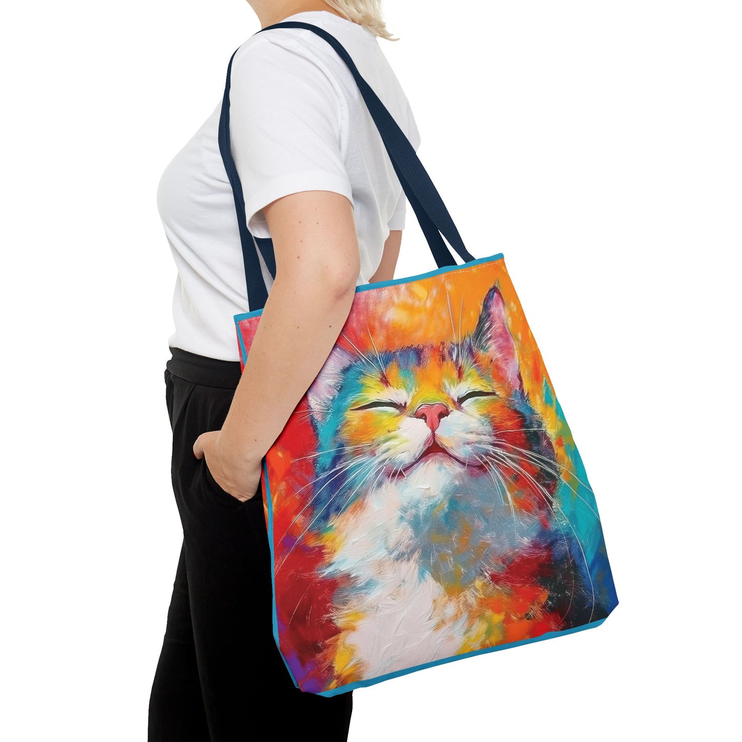 Colorful Cat Tote Bag: Pawsitive Vibes