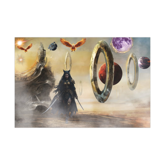 'Warrior Pricess on Alien Planet' - Matte Poster - Cosmic Warrior Art for Home Decor