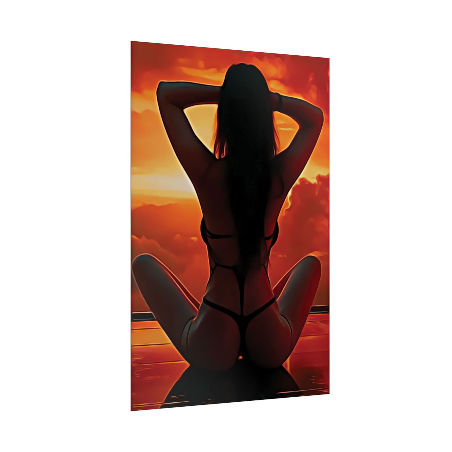 Golden Hour Serenity – Empowering Sunset Silhouette Inspiring Calm, Strength and Inner Freedom - Sensual Art Prints, Wall Decor, Bedroom Aesthetic, Gift for Her, Unique Home Decoration