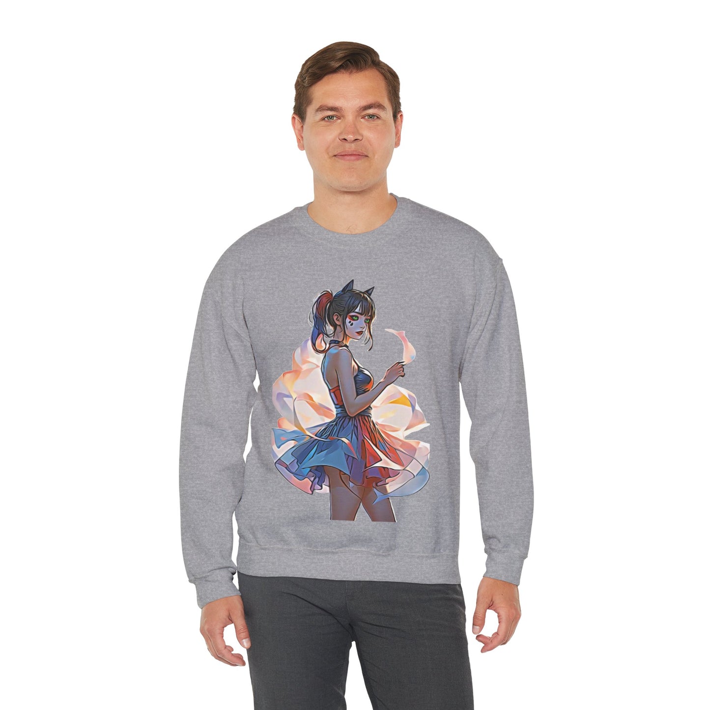 ✨Moonlit Grace: Anime Catgirl Aura for Casual Wear, Posters, Mugs and much more - Artistic Unisex Crewneck Sweatshirt | Cozy Graphic Sweater, Comfortable Hoodie, Fall Apparel, Anime-Inspired Gift, Casual Chic Fashion