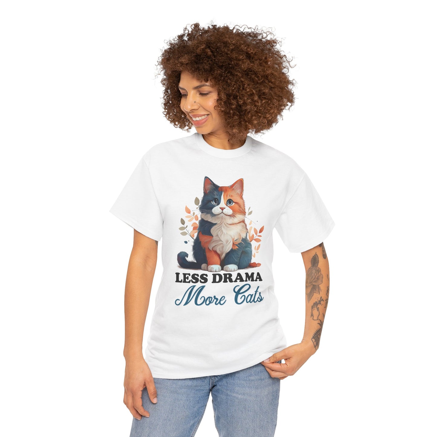 Less Drama, More Cats – Purrfect Peace in Style 🐾✨ - Unisex Cat Lover Tee - Less Drama More Cats, Cute Animal Shirt, Gifts for Cat Owners, Animal Lover Apparel, Funny Pet Tee