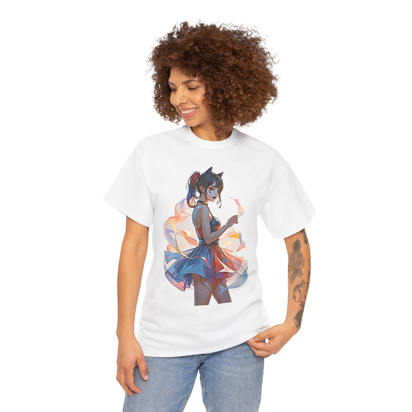 ✨Moonlit Grace: Anime Catgirl Aura for Casual Wear, Posters, Mugs and much more. - Artistic Cat Lady Tee, Cool Graphic Shirt for Animal Lovers, Ideal Gift for Birthdays & Cat Lovers, Casual Wear, Unisex Cotton Tee