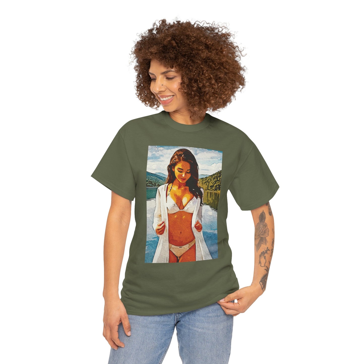 Beauty at the Lake — Sunlit Serenity for Casual Wear, Posters & Canvas - Summer Vibes Unisex Heavy Cotton Tee - Fun T-Shirt for Beach Lovers, Cute Casual Wear, Vacation Outfits, Graphic Tee for Parties, [...]