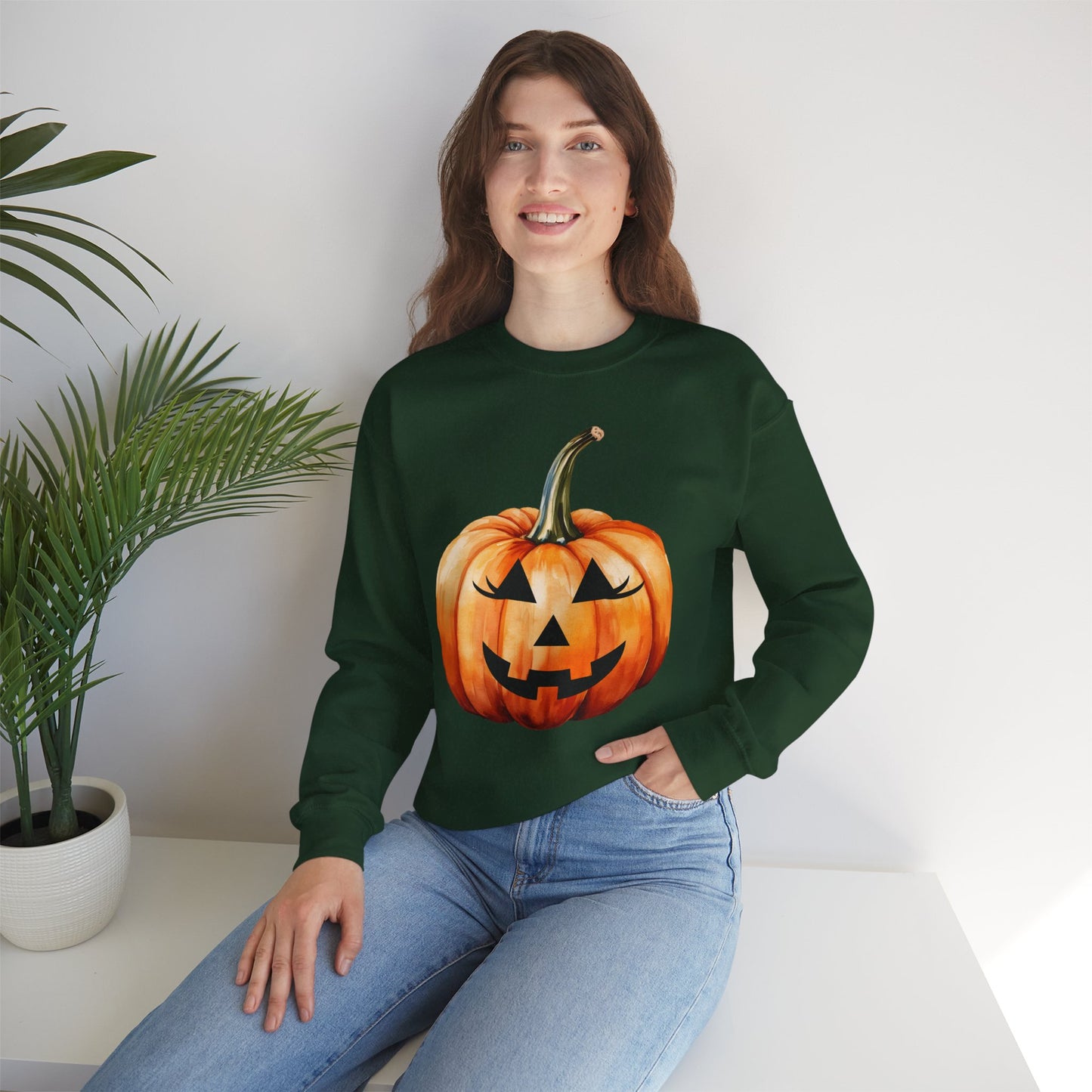 🎃 Embrace Autumn Magic - Pumpkin Bliss Collection for Cozy Season Vibes ✨ - Halloween Pumpkin Crewneck Sweatshirt | Cozy Fall Fashion, Unisex Sweater, Casual Wear, Gift for Halloween Lovers, Autumn Style
