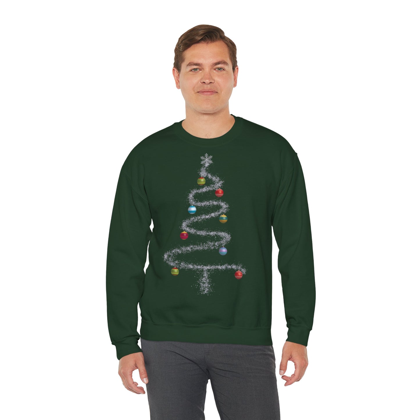 Cosmic Christmas: Where Stardust Dreams Become Holiday Magic - Christmas Tree Sweatshirt - Cozy Unisex Crewneck for Holiday Cheer