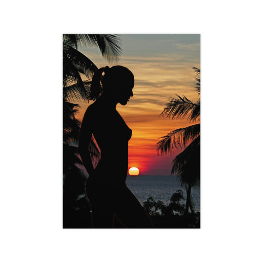 Silhouette Sunset Poster Art, Tropical Wall Decor, Home Aesthetic Prints, Gift for Nature Lovers, Bedroom Wall Art
