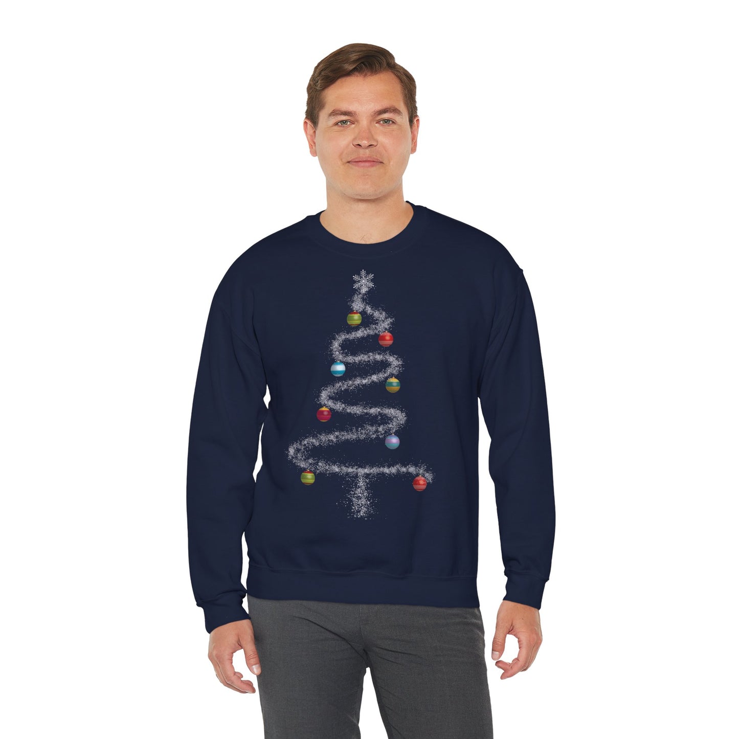 Cosmic Christmas: Where Stardust Dreams Become Holiday Magic - Christmas Tree Sweatshirt - Cozy Unisex Crewneck for Holiday Cheer