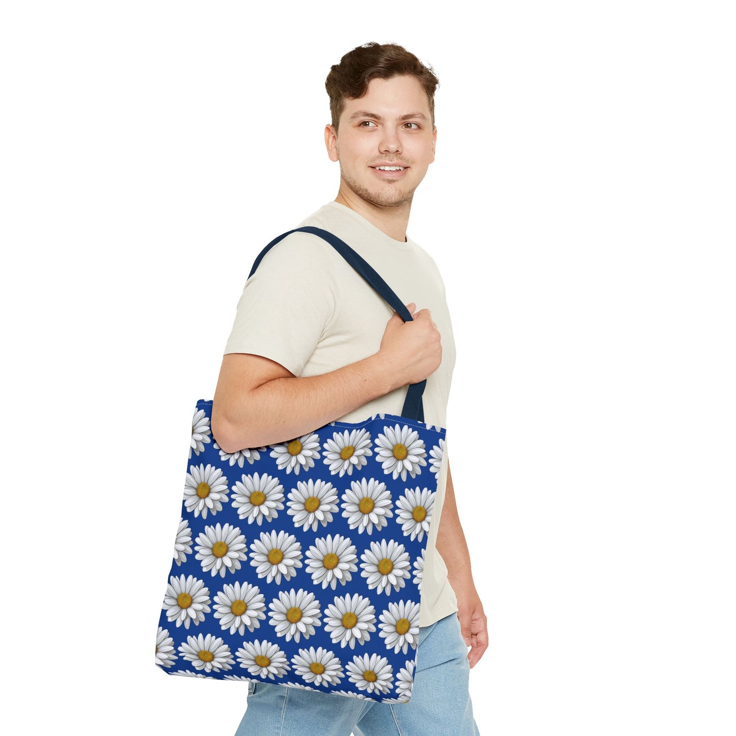 Daisy Tote Bag - White Floral Pattern Summer Fashion Accessory