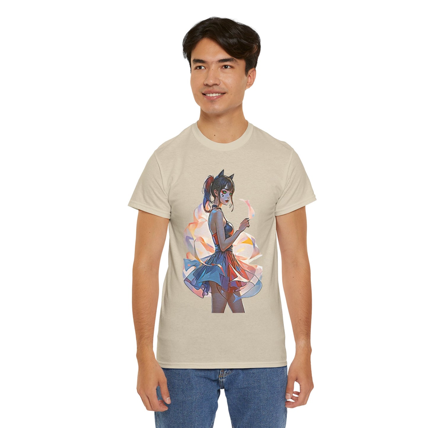 ✨Moonlit Grace: Anime Catgirl Aura for Casual Wear, Posters, Mugs and much more. - Artistic Cat Lady Tee, Cool Graphic Shirt for Animal Lovers, Ideal Gift for Birthdays & Cat Lovers, Casual Wear, Unisex Cotton Tee