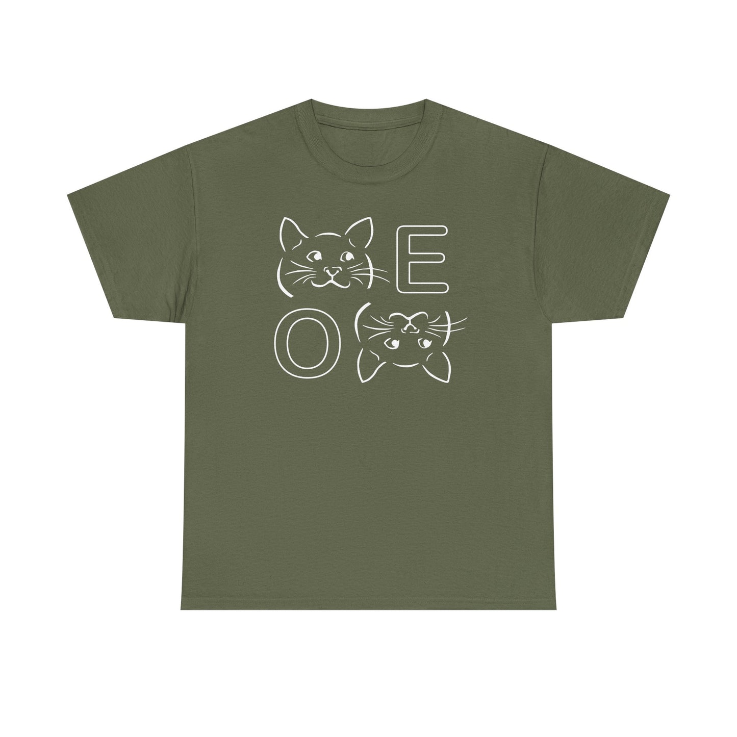 " MEOW" Cute Cat Faces Unisex Heavy Cotton Tee - Perfect for Cat Lovers