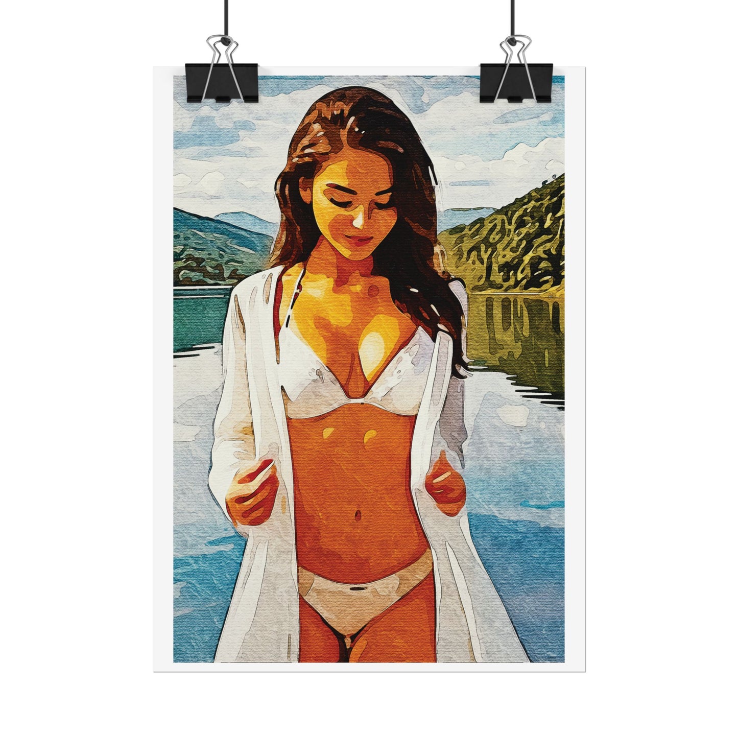 Beauty at the Lake — Sunlit Serenity for Canvas - Beach Vibe Rolled Poster, Summer Wall Art, Aesthetic Home Decor, Ocean Print, Ideal Gift for Beach Lovers