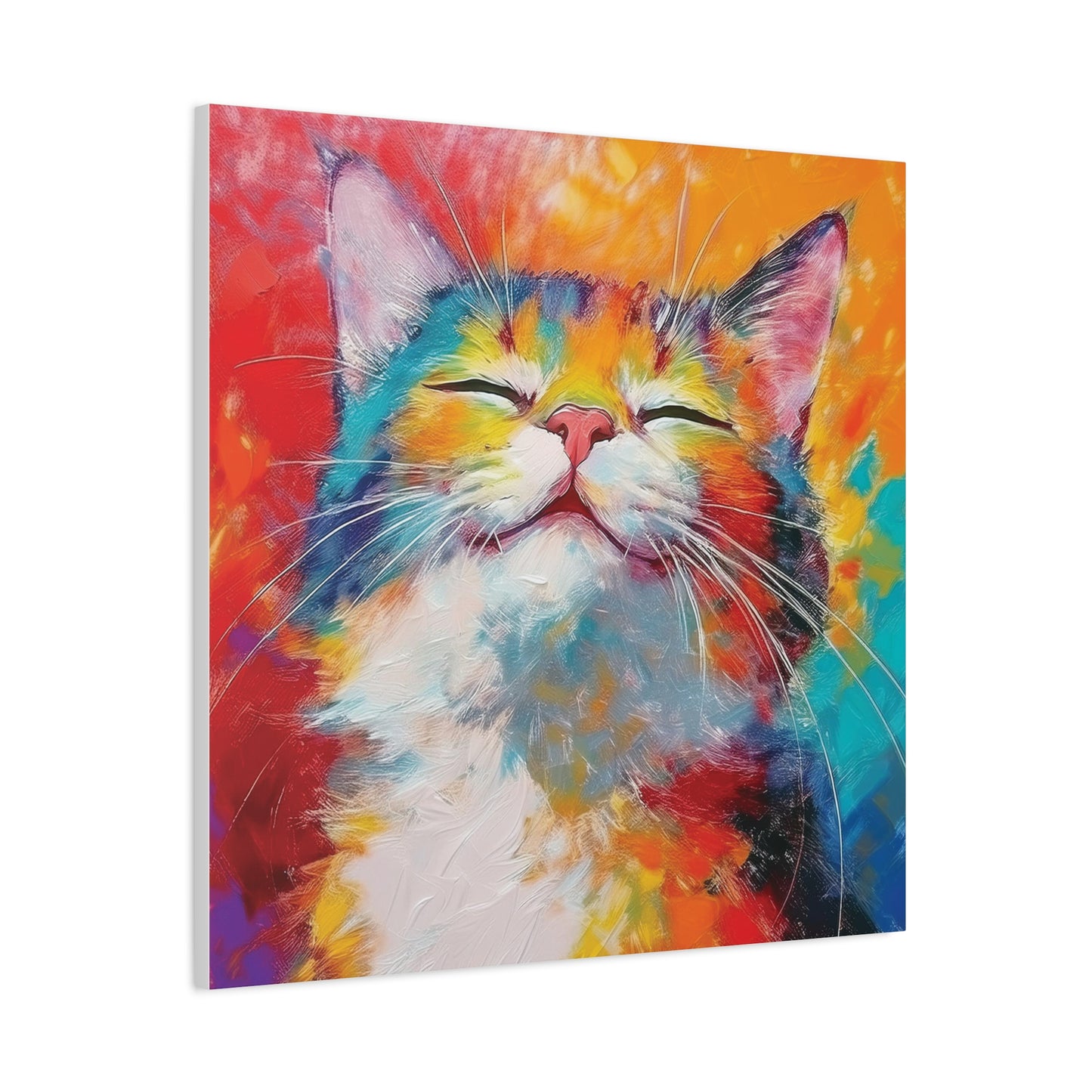 Canvas Print: Pawsitive Vibes Tri-Color Cat Artwork