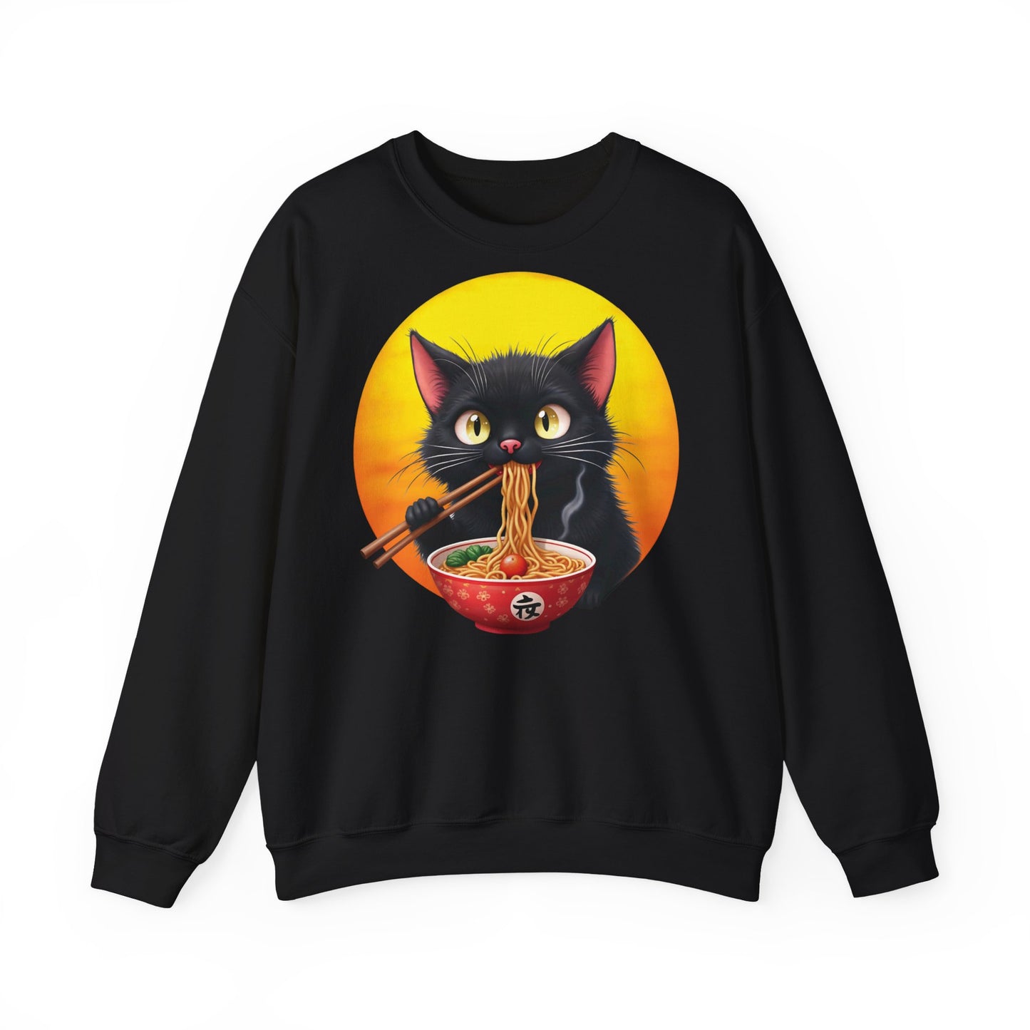 Ramen Cat Magic – Whiskers, Noodles & Sunshine Vibes - Cat Lover's Ramen Sweatshirt, Cozy Cat Crewneck, Cat-Themed Gift, Funny Sweatshirt, Unisex Pullover, Pet Lovers Apparel